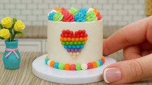 Приготовила миниатюрный радужный торт! 😍 Мини Торт 🎂  Мини Кухня