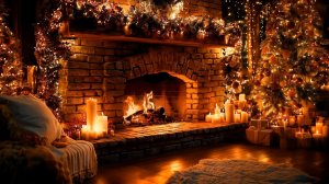 🔥 Новогодний камин со свечами и ёлкой | Теплый Рождественский Камин на фон