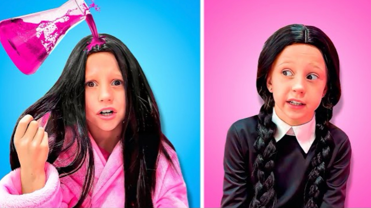 Настя и Уенсдэй. Челендж. Розовое или черное. смотреть онлайн