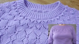 Сиреневая кофточка круглой кокеткой ч. 4.