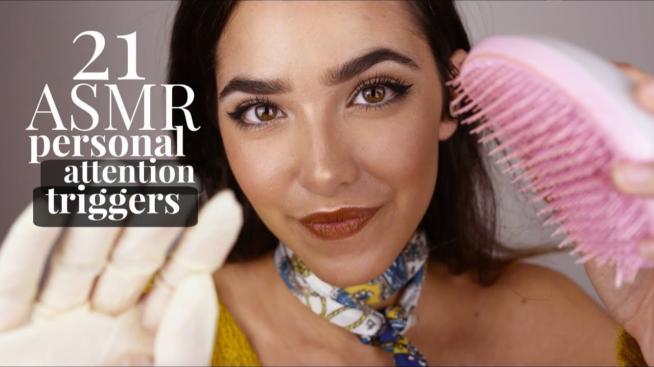 ASMR 21 Personal Attention Triggers (Scalp massage, Haircut, Wet sounds, Face brushing, kisses..) смотреть онлайн
