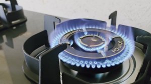 Газовая варочная плита с 2-мя конфорками на бионическом стекле.