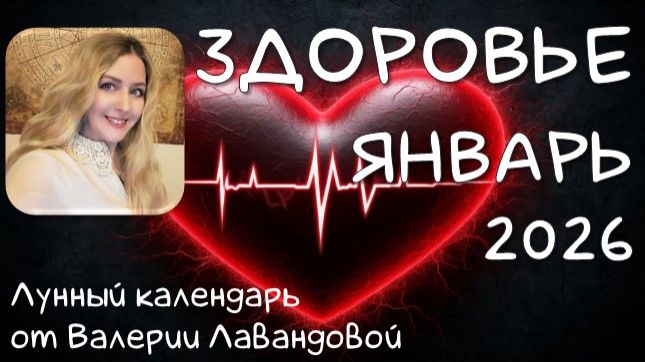 Лунный календарь ЗДОРОВЬЯ и операций на ЯНВАРЬ 2026 от Валерии Лавандовой. смотреть онлайн