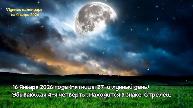 Лунный Календарь на ЯНВАРЬ 2026 года смотреть онлайн