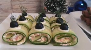 Быстрые закуски на Новый Год , новогодний стол. Рулетики из ветчины. Роллы с огурцов