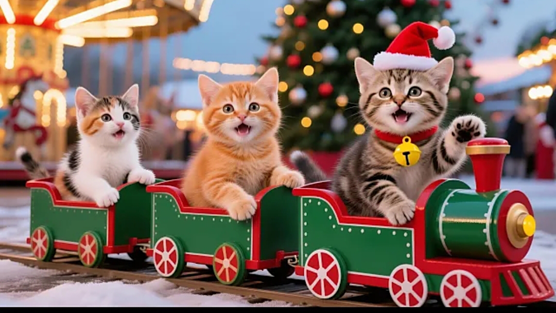 Мультики для детей, котики гуляют на новогодней ярмарке, мультфильм, видео про кошек, мультик смотреть онлайн