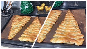 Новогодняя выпечка, вкусные елочки из слоеного теста