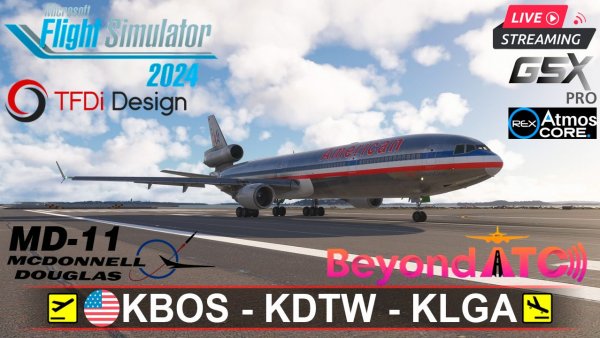 🚀 РЕТРО-МАРАФОН American Airlines: Бостон(KBOS) - Детройт(KDTW) - Нью-Йорк(KLGA) | TFDI MD-11