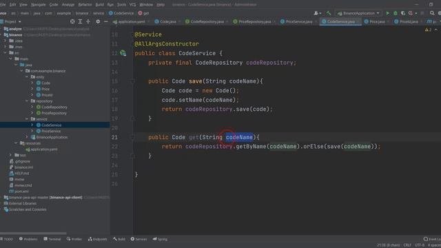 SpringBoot клиент к Binance API смотреть онлайн