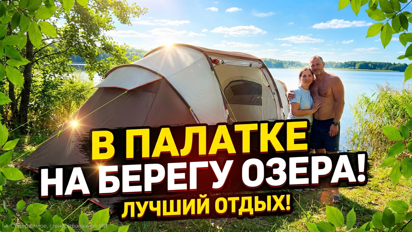 Отдых на природе с палаткой в сентябре, на берегу озера Девино... Кемпинг Беларусь. смотреть онлайн