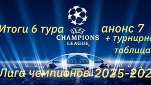 Лига Чемпионов 2025 - 2026. Итоги 6 - го анонс 7 - го + турнирная таблица. #лч,#Лч2526, #футбол