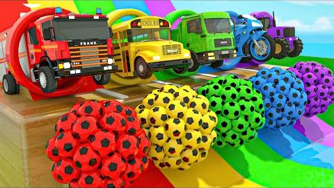 Песня "Колеса в автобусе" - Школьный автобус и футбольные мячи -Детские стишки и песенки для малышей смотреть онлайн