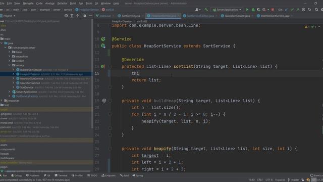 Heap и Selection сортировки. Java. смотреть онлайн