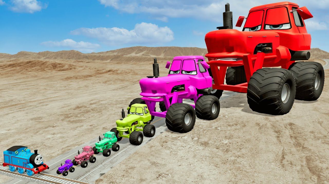 Огромные тракторы Молнии Маквин против поезда! смотреть онлайн