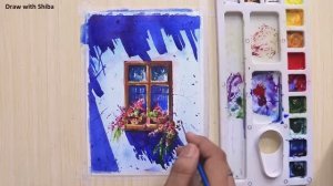 Мастер-класс для начинающих по рисованию акварелью красивых цветов и окна