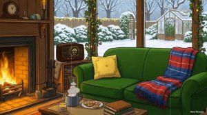 Silent snowy morning with 1950s vintage oldies playing in another room relax cozy winter [get.gt]