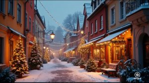 Камин и снег за окном