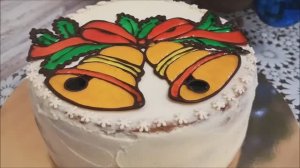 Лимонный торт. Бисквитный торт на Рождество. Украшение торта гель декором за 10 минут