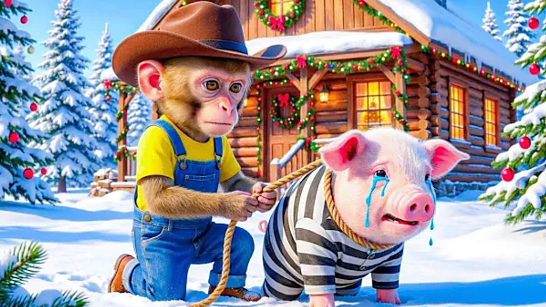 Мультики для детей, обезьянка со своими друзьями готовятся к новому году, мультфильм/мультики смотреть онлайн
