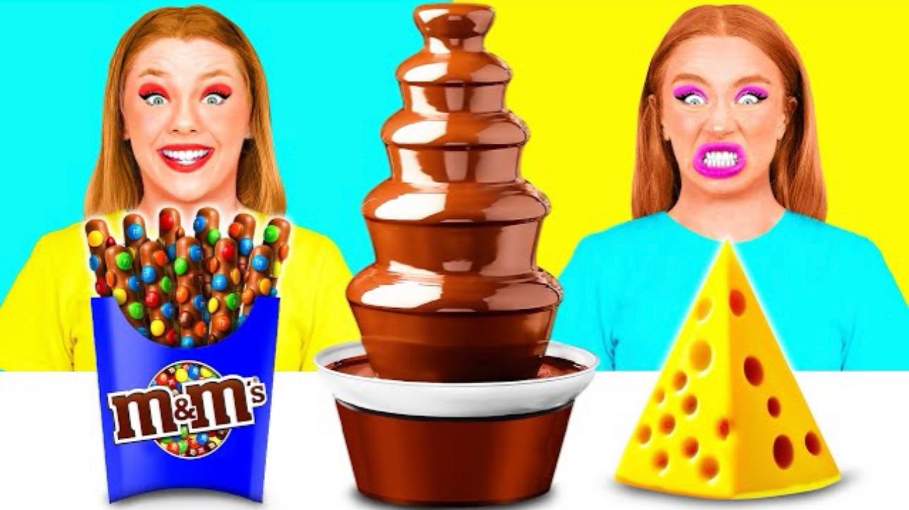 Шоколадный фонтан | челлендж из еды смотреть онлайн