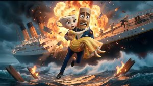 Балерина Капучина и Тунг Тунг Тунг Сахур спасаются с корабля прыгая в море