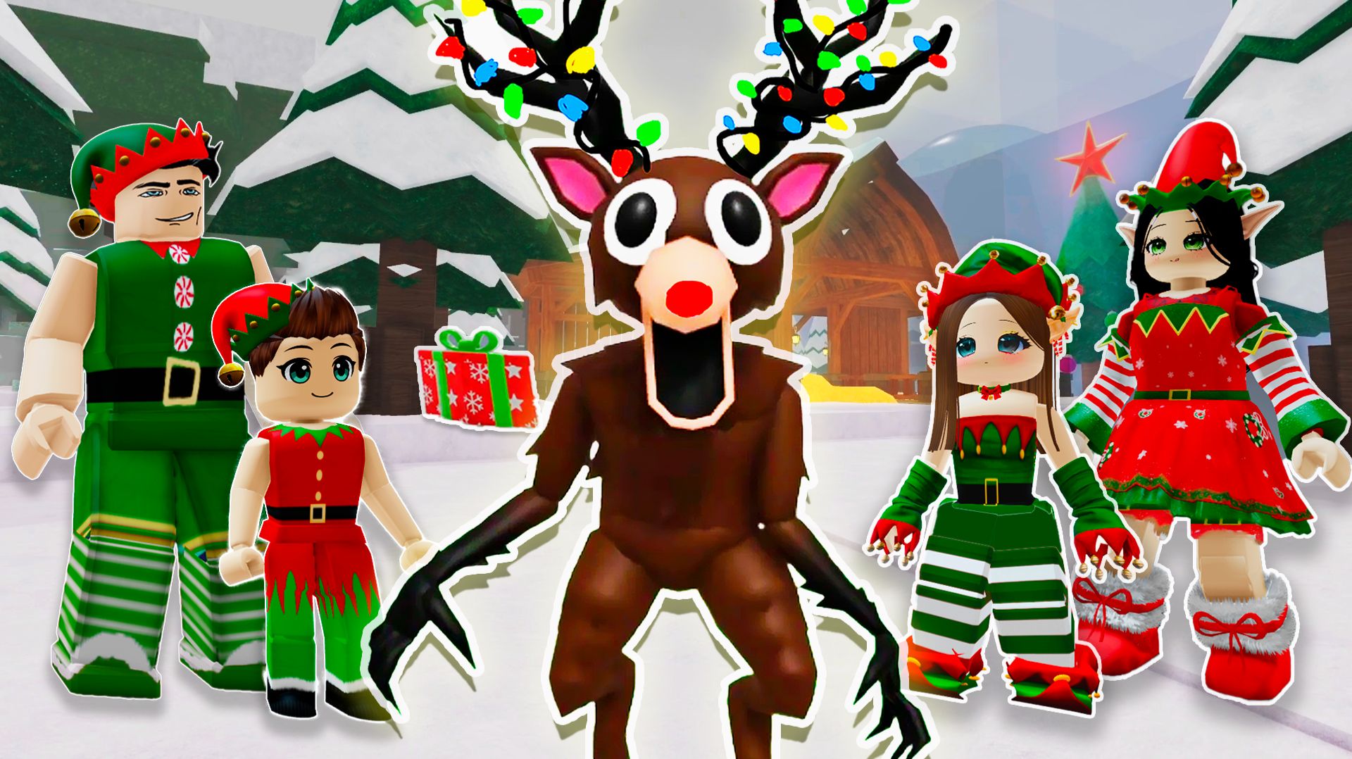 РОЖДЕСТВО🎄99 НОЧЕЙ в ЛЕСУ Roblox | Помогаем Эльфам🦌 | Семейное прохождение Роблокс | Часть 1
