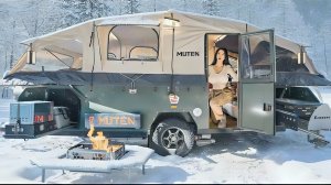 Кемпинг на снегу с новым прицепом палаткой. Бушкрафт