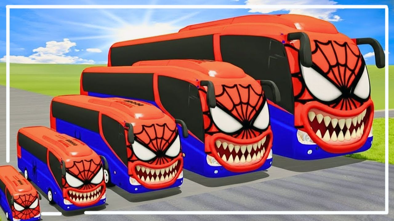 Мультики для детей.Яркие краштесты с автобусами человека паука. Мультики для малышей смотреть онлайн