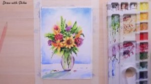 Мастер-класс по рисованию акварелью красивых цветов в вазе, поэтапно для начинающих
