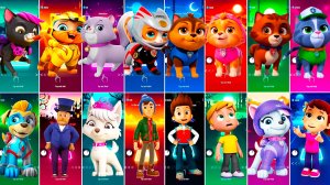 Мультики для Детей Щенячий Патруль КОТЫ Tiles Hop - ГОНЩИК, СКАЙ, ЗУМА РОККИ