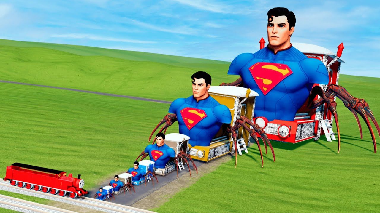 Огромный страшный поезд-СУПЕРМЕН с ногами паука против паровозика ТОМАСА!