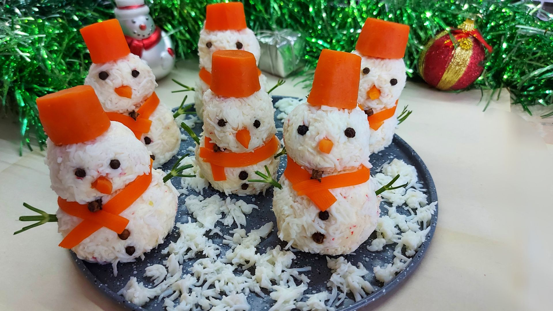 Крабовая закуска "Снеговики" смотреть онлайн