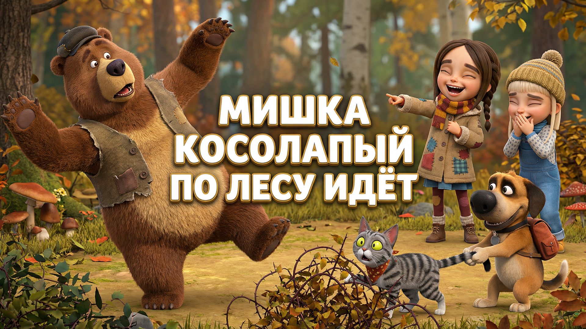Мишка косолапый по лесу идёт — песенка для детей 🐻 слушать, текст, мультик, с движениями смотреть онлайн