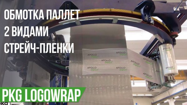 Автоматическая система нанесения пленки с логотипом или информацией на паллет PKG Logowrap