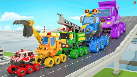 Прыгающий экскаватор, прыгающий самосвал — песня «Колёса автобуса» — детские стишки и песенки смотреть онлайн