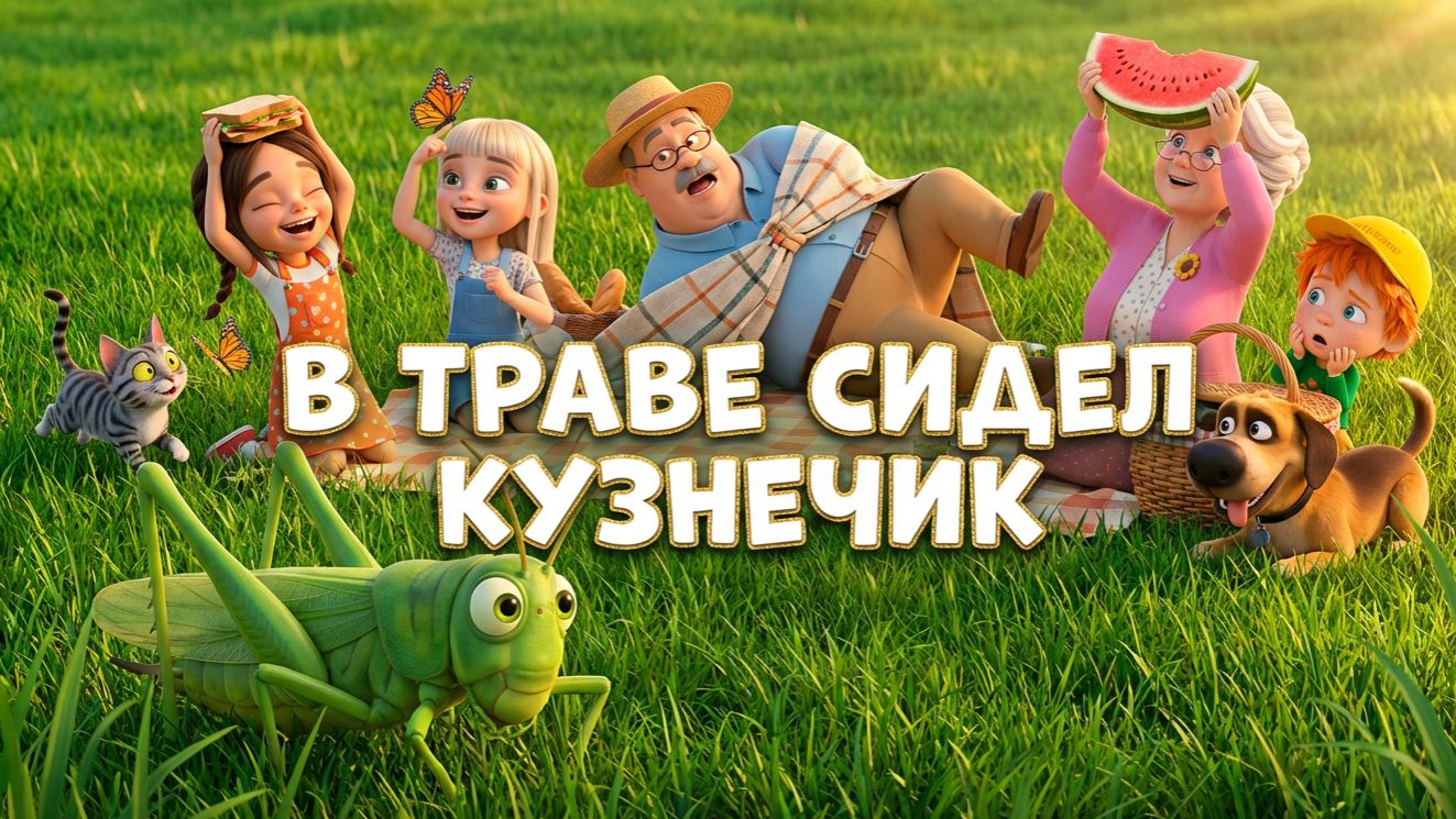 Песенка «В траве сидел кузнечик» — мультик для малышей— песенка для детей 🎵 смотреть онлайн
