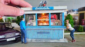 Газетный киоск на макете! Масштаб 1/26. Про машинки