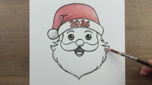 Как нарисовать Деда Мороза или Санта-Клауса. Простой пошаговый рисунок «С Новым годом 2026»