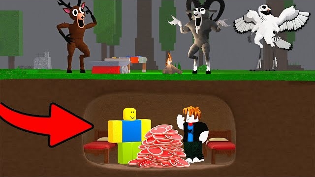 Подземная база в игре «99 ночей в лесу» Анимация Роблокс смотреть онлайн