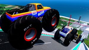 МУЛЬТИКИ ПРО МАШИНКИ Эпические прыжки и столкновения на скоростном монстр-траке Beamng Drive #81