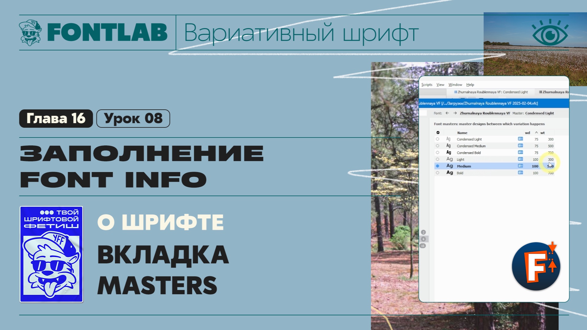 ДВШ 16-08 Заполнение Font info – Вкладка Masters – Урок Fontlab