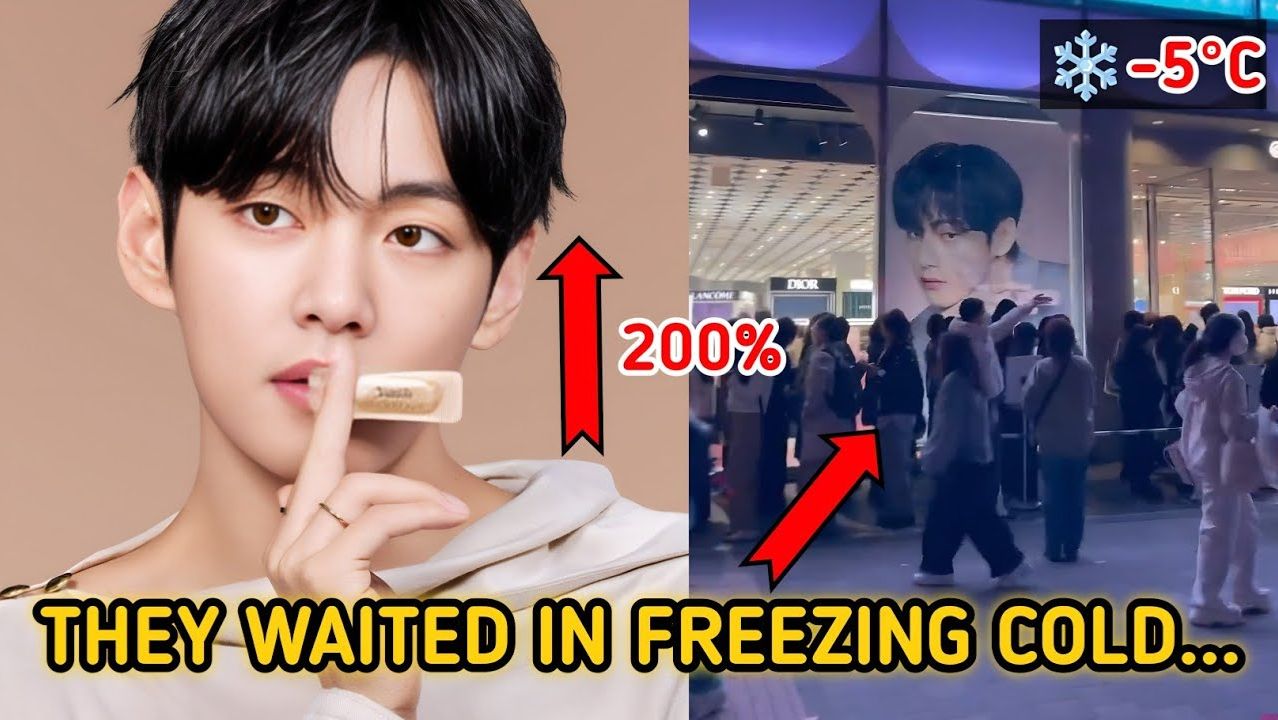 Эффект Тэхёна: люди выстраиваются в очередь при температуре -5°C, продажи подскочили на 200%. смотреть онлайн