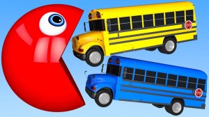 Учим цвета с ПАКМАНОМ - Школьный автобус и Машинки - Мультики для детей - Мультики про машинки