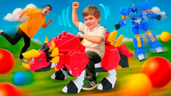 МИНИФОРС сила динозавров! Робот - трансформер Форс Трига 3 в 1 помогает Леди Баг сажать цветы?