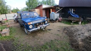 Подключил лебёдку на ниву и проверил в лесу как она работает