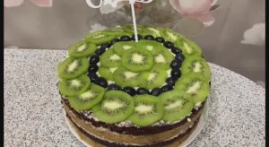 Бисквитно-кремовый торт Кудряш (День-ночь) с заварным кремом