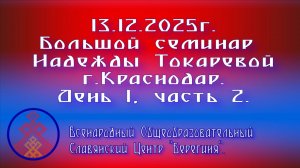 13.12.2025г. Большой семинар Надежды Токаревой г. Краснодар. День 1, часть 2.
