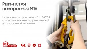 Испытание поворотной рым-петли М16 на разрыв по EN 10002-1.
