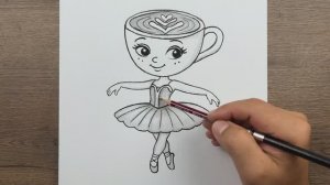 Как шаг за шагом нарисовать Балерину в капучино  карандашом - пошаговый урок