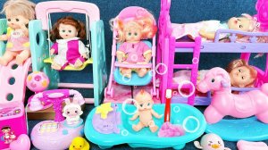 Мультики для девочек. Розовая кукольная кровать и качели с горкой. Смотреть мультики для детей.